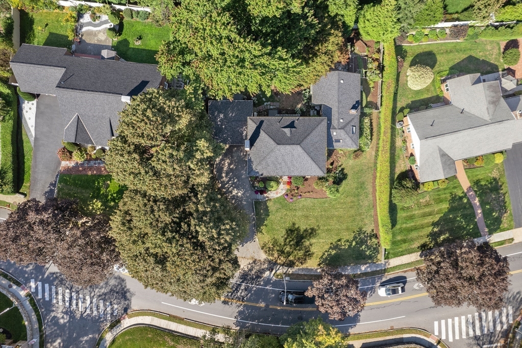 263 Common Street Belmont, MA 02478 - Photo 27 of 31 an aerial view of a house with garden space and street view