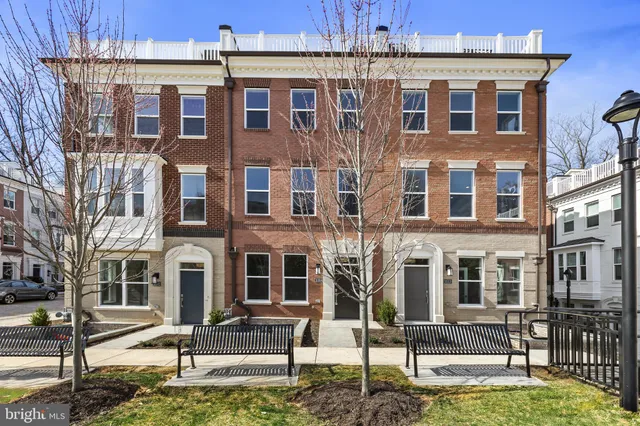 a front view of a building with street