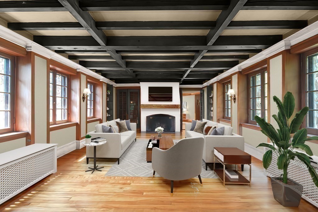 1 Summit Road Franklin, MA 02038 - Photo 19 of 42 a living room with fireplace furniture and a potted plant
