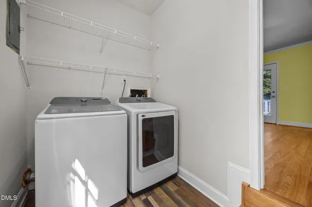 a utility room with dryer and washer