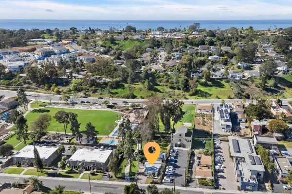 an aerial view of multiple house