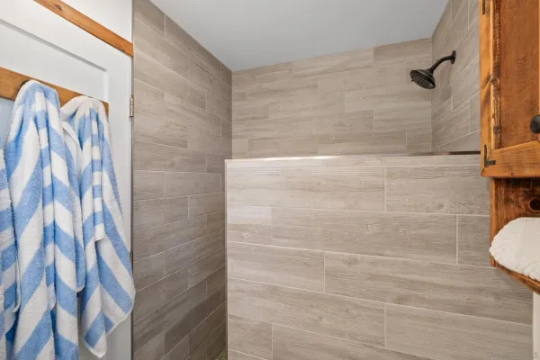 a bathroom with a shower