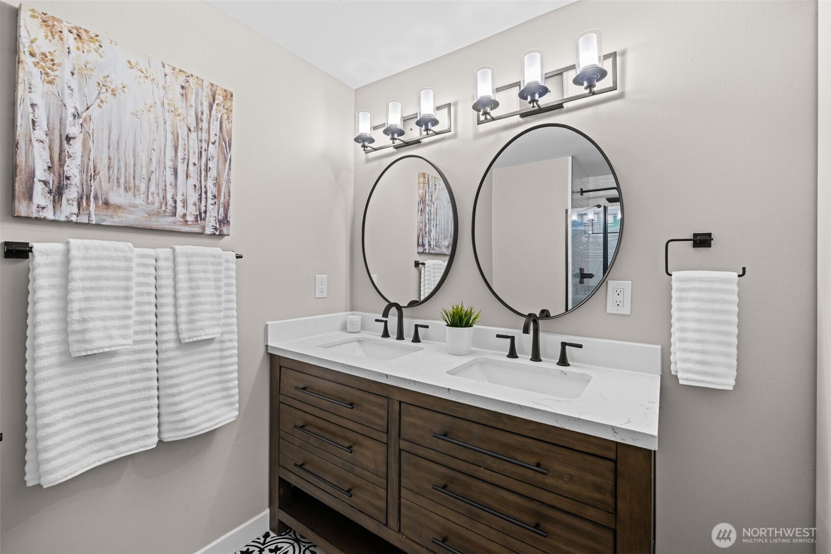 211 Taylor Street Snohomish, WA 98290 - Photo 12 of 24 a bathroom with a sink and a mirror