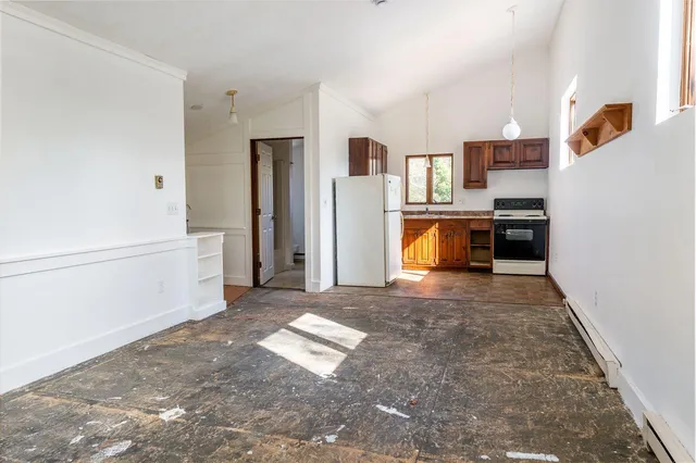 a view of kitchen and living room