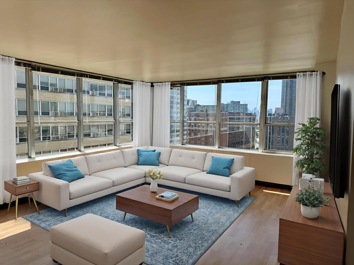 655 West Irving Park Road, Unit 1801 Chicago, IL 60613 - Photo 9 of 35 a living room with furniture and a large window
