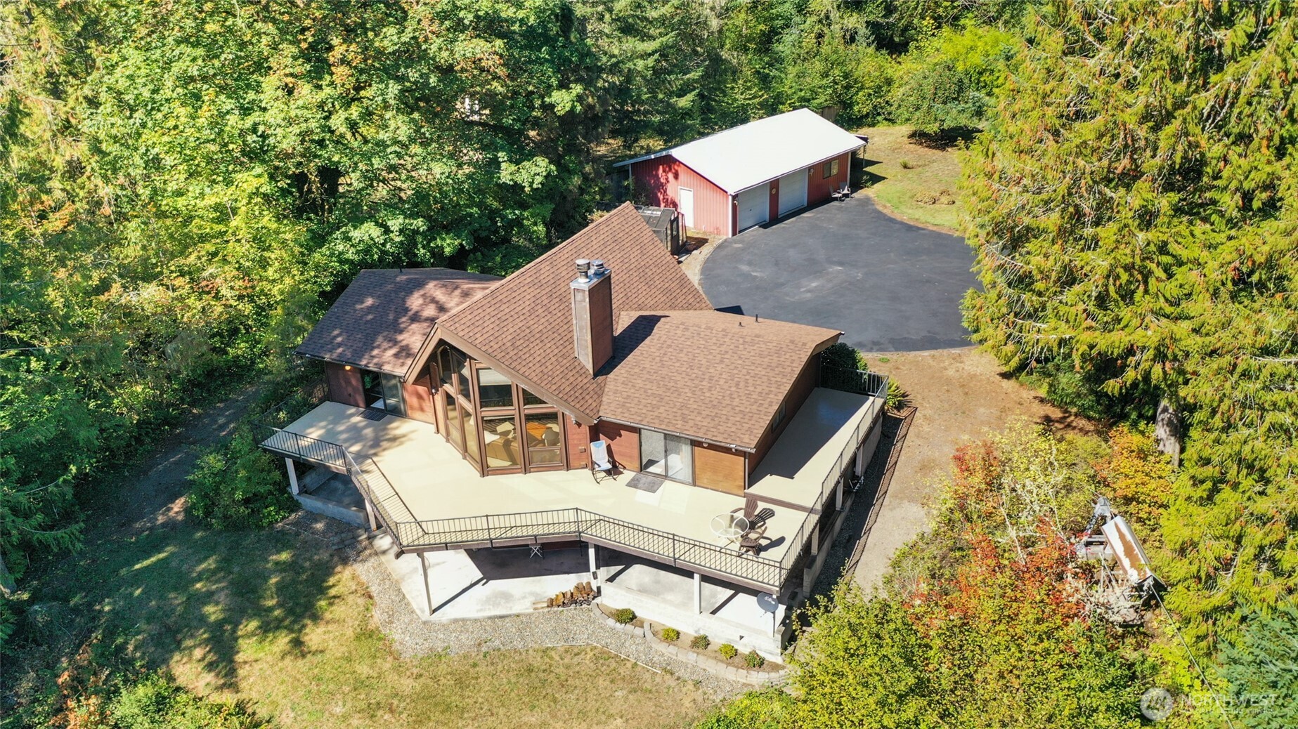 2484 Spencer Road Salkum, WA 98582 - Photo 32 of 36 an aerial view of a house with swimming pool and porch