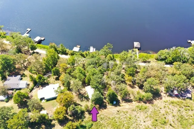 a view of a lake with a houses