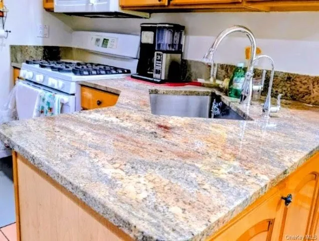 a kitchen with stainless steel appliances granite countertop a sink and a wooden cabinets