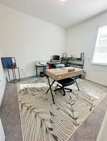 a workspace with furniture