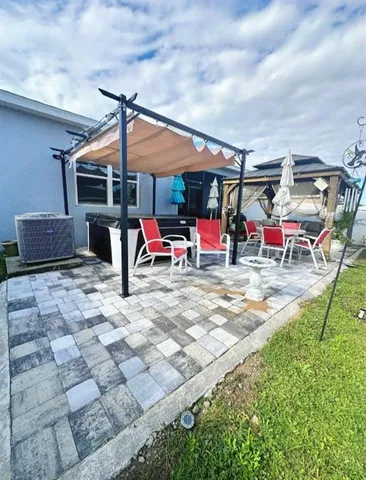 a view of outdoor space with seating