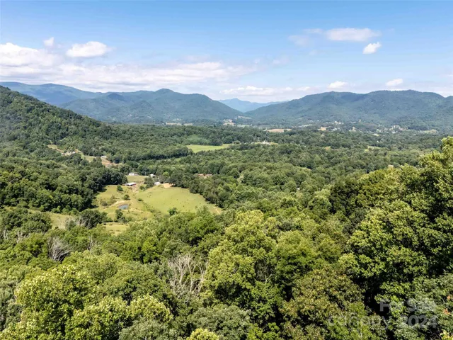 a view of a mountain range with lush green forest
