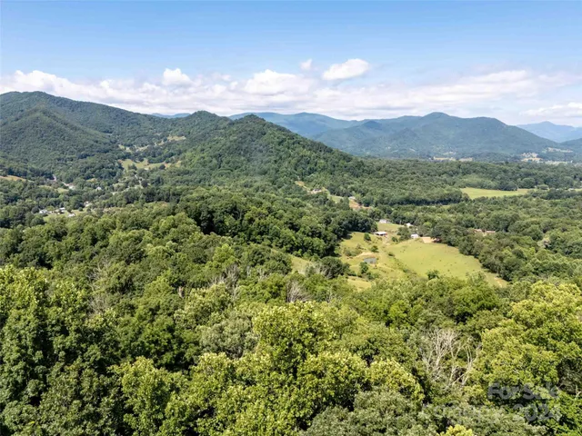 a view of a mountain range with lush green forest