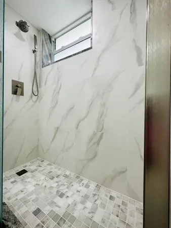 a bathroom with a shower