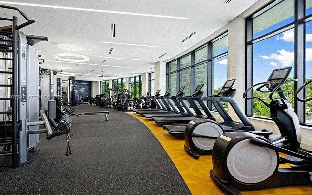 a gym hall with exercise machine