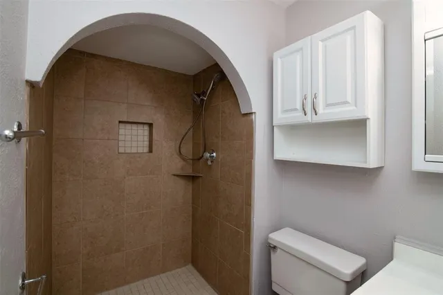 a close view of a toilet in bathroom