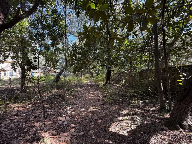 a view of a road with an outdoor space