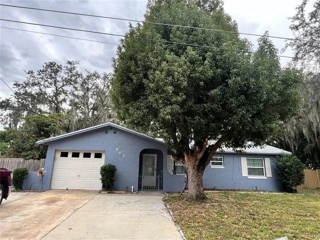 a house with trees in the background