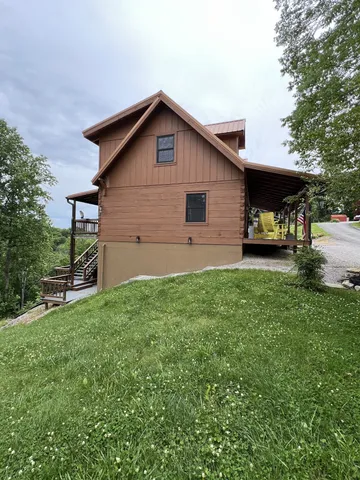 a view of a deck with wooden floor