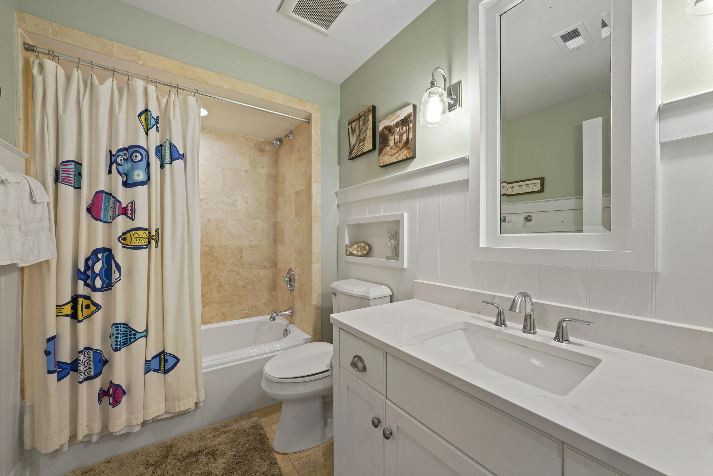34 North Barrett Square, Unit 3A Inlet Beach, FL 32461 - Photo 26 of 45 a bathroom with a sink a toilet and shower curtain