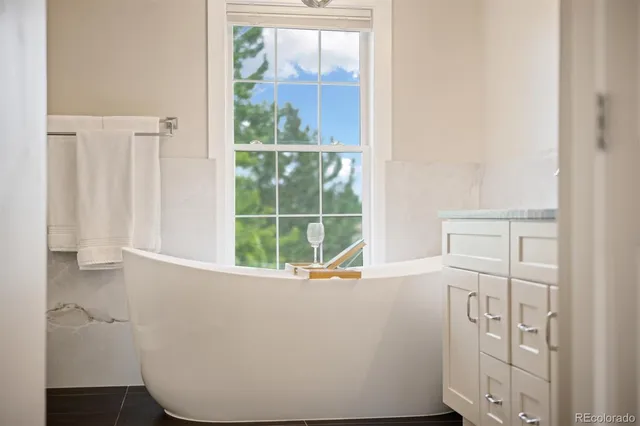 a view of a small space with a window