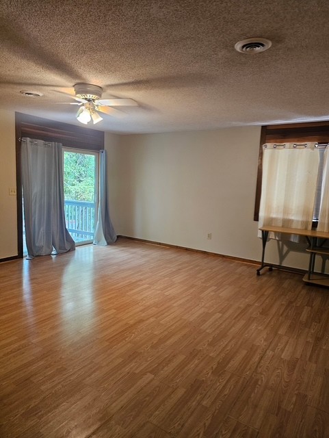 114 Houston Street Clemson, SC 29631 - Photo 17 of 19 Warm wood flooring and sliding glass doors characterize this open living space.