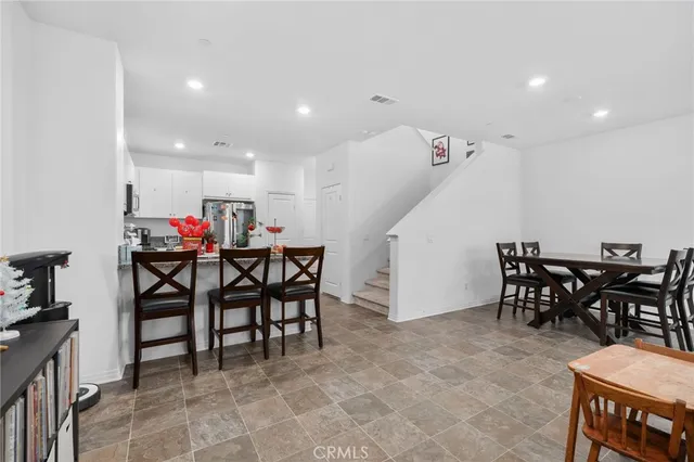 a view of a dining area with furniture