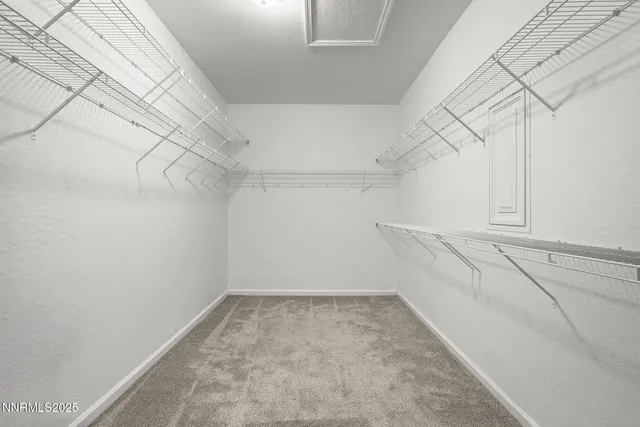 a view of a room with racks on the wall