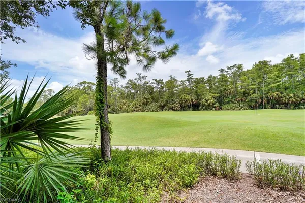 a view of a garden with an outdoor space