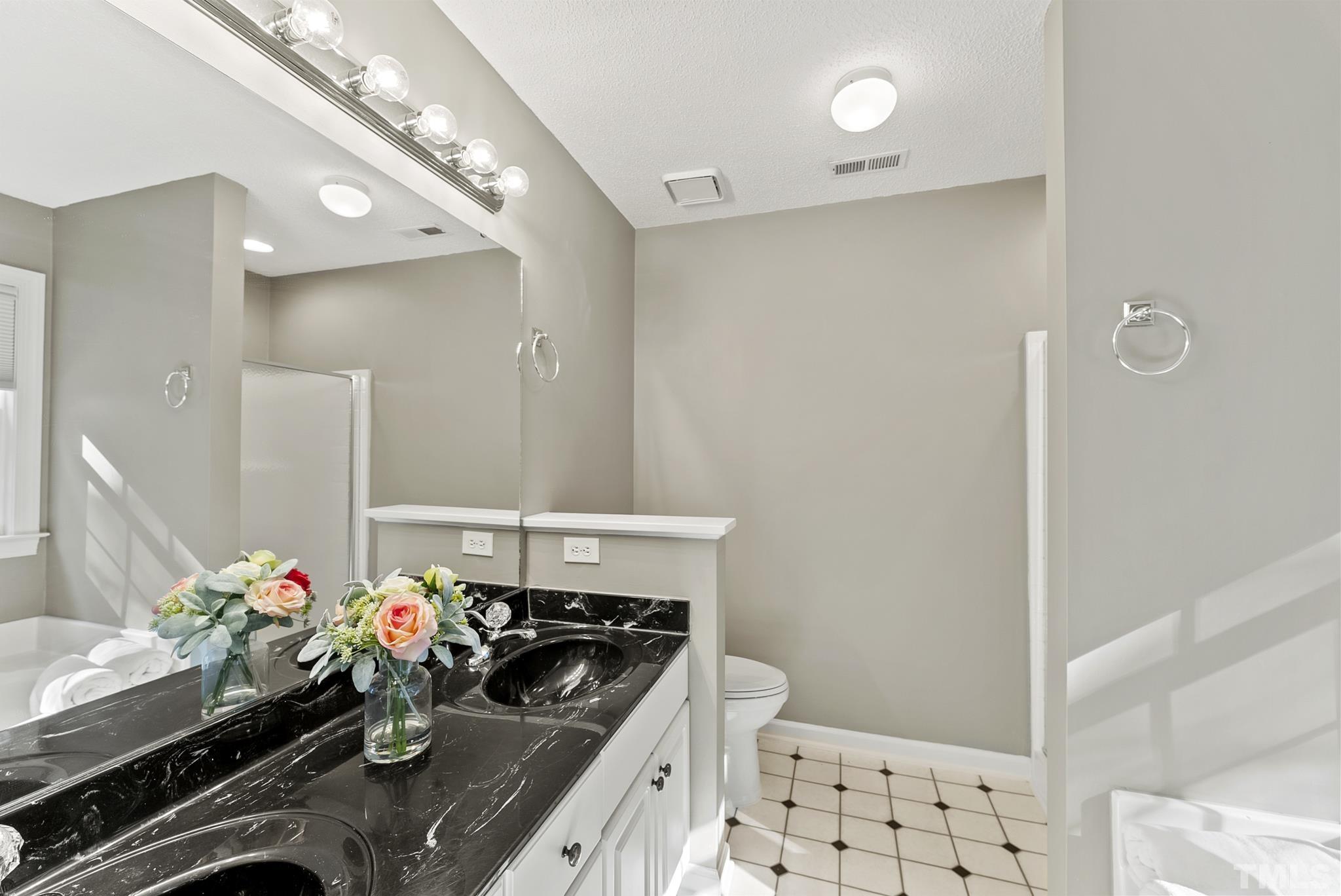 313 Catlin Road Cary, NC 27519 - Photo 18 of 27 a bathroom with a sink mirror and toilet