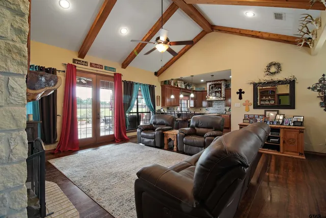 a kitchen with lots of counter top space and appliances