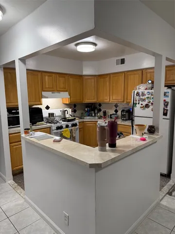 a kitchen with lots of counter top space