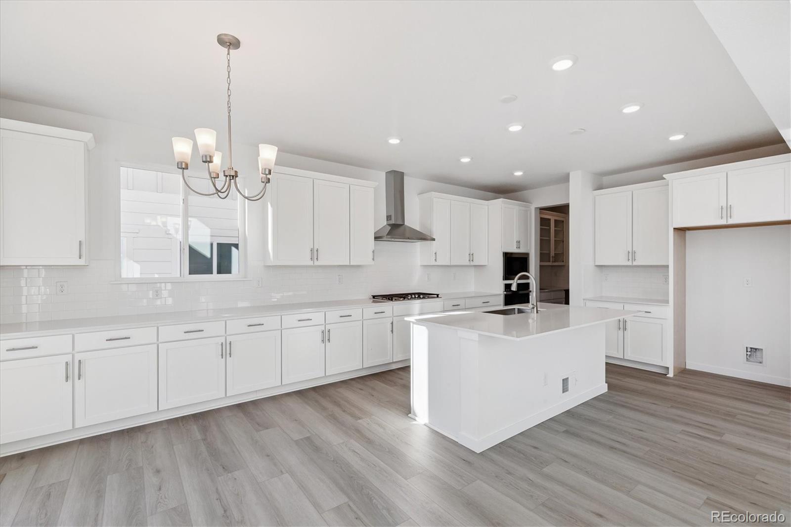 2572 West Bitterroot Place Highlands Ranch, CO 80129 - Photo 9 of 30 a large white kitchen with lots of counter space sink and stainless steel appliances