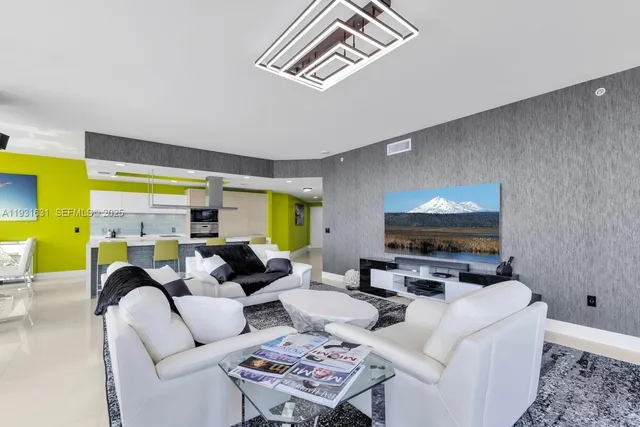 a living room with furniture