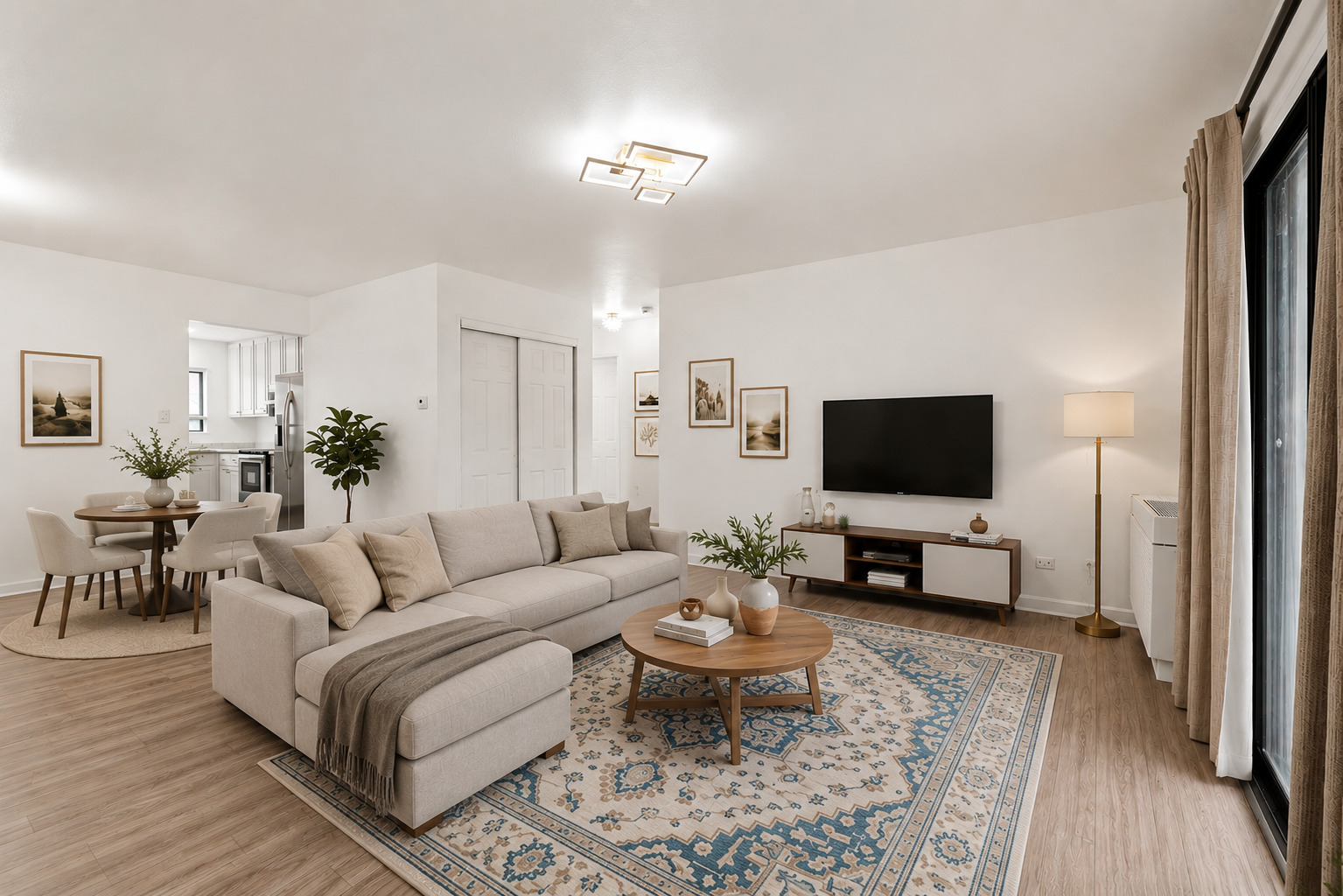 2213 West Nichols Road, Unit B Arlington Heights, IL 60004 - Photo 2 of 23 a living room with furniture and a flat screen tv