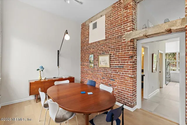 a view of a balcony dining area