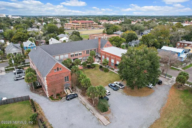 an aerial view of a house