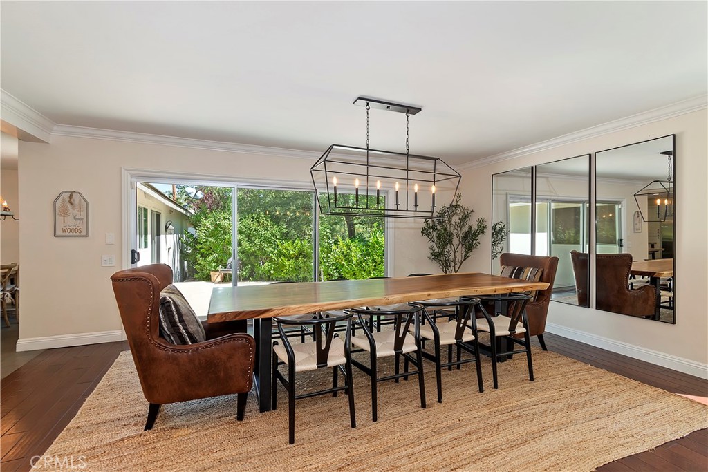 28411 North Shore Road Lake Arrowhead, CA 92352 - Photo 15 of 66 a dining room with furniture wooden floor and a rug