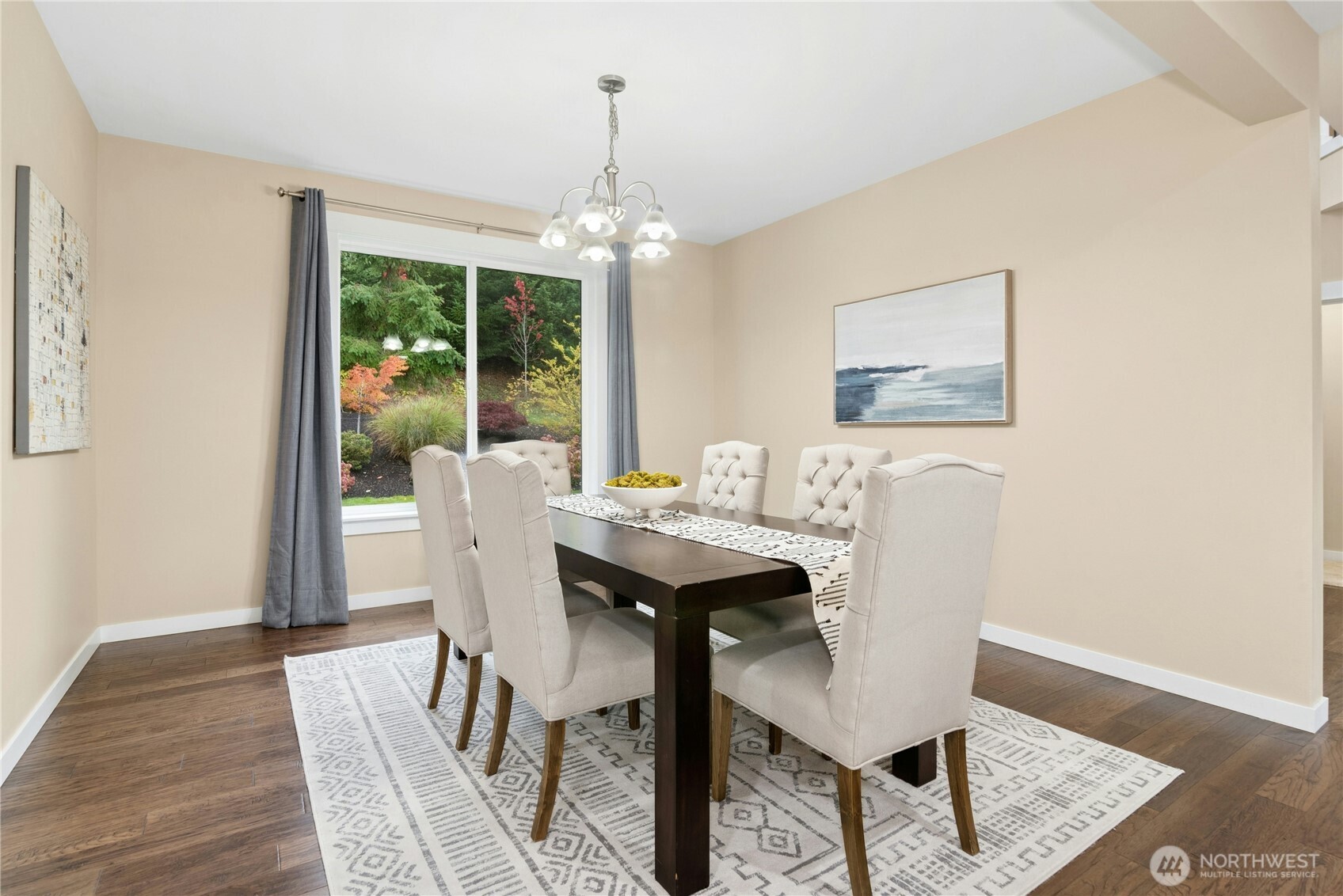 14713 98th Avenue Northeast Bothell, WA 98011 - Photo 7 of 40 a view of a dining room with furniture window and wooden floor
