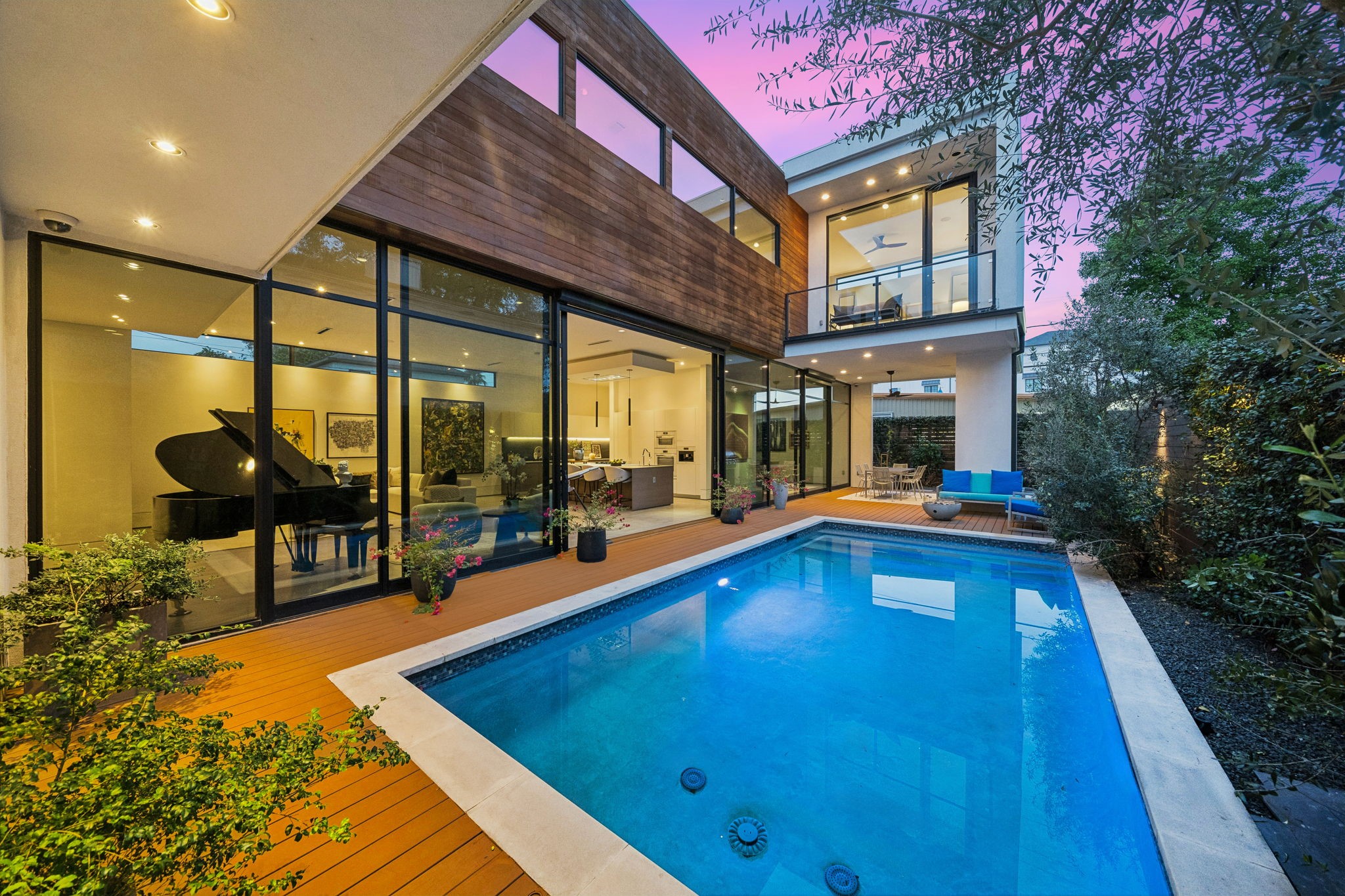 a view of swimming pool with seating area