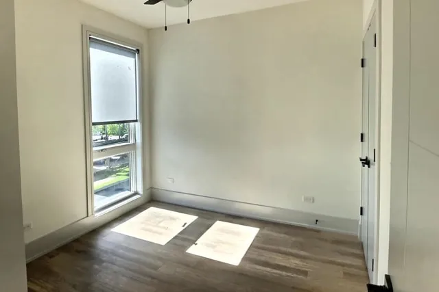 an empty room with windows