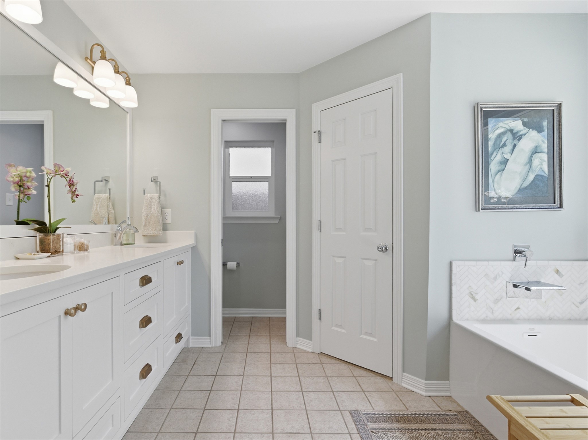 2810 Brandy Lane Georgetown, TX 78628 - Photo 20 of 38 a spacious bathroom with a double vanity sink mirror and