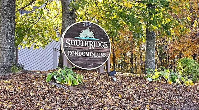 a view of a bench in a garden