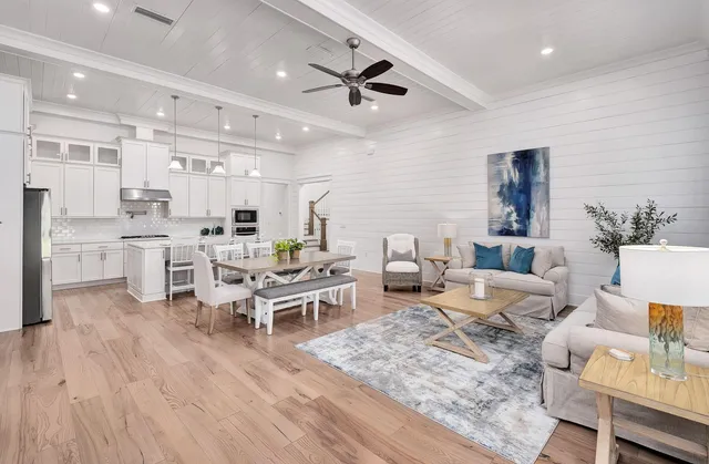 a living room with furniture