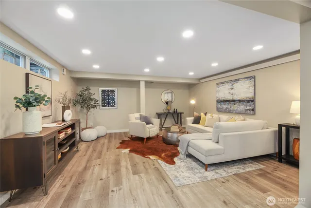 a living room with furniture and a couch