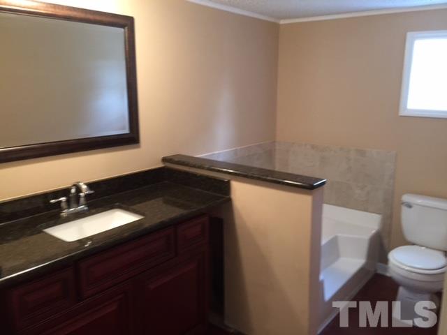 1390 Langdon Road Angier, NC 27501 - Photo 14 of 24 a bathroom with a granite countertop sink and a mirror