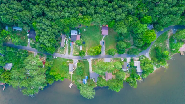 an aerial view of a house