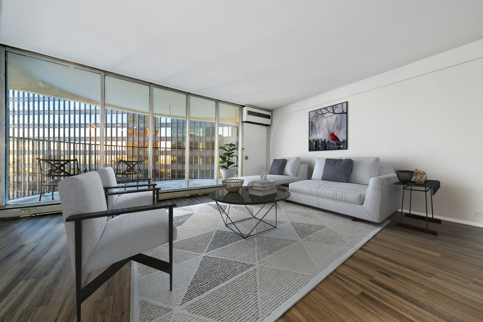 300 North State Street, Unit 3330 Chicago, IL 60654 - Photo 2 of 20 a living room with furniture and a large window