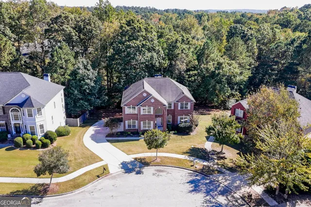 a view of a lake with a patio