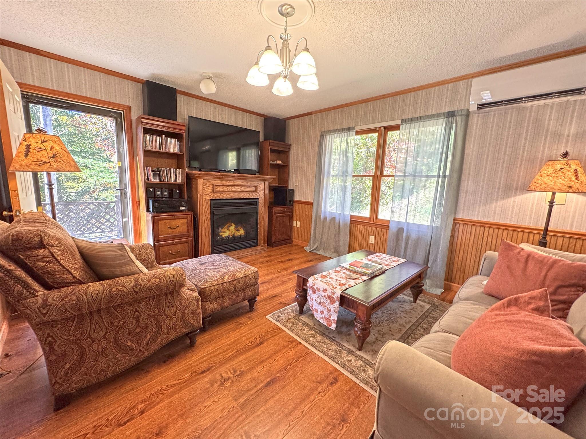 1622 Meadow Fork Road Hot Springs, NC 28743 - Photo 3 of 31 a living room with furniture a fireplace and a flat screen tv