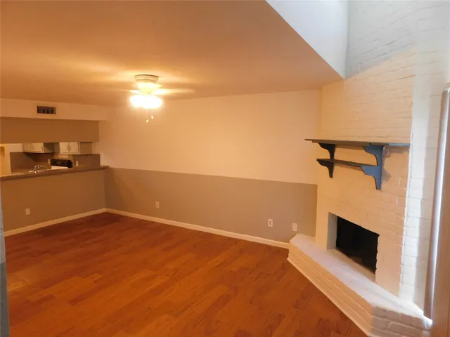 a view of a fireplace in a room